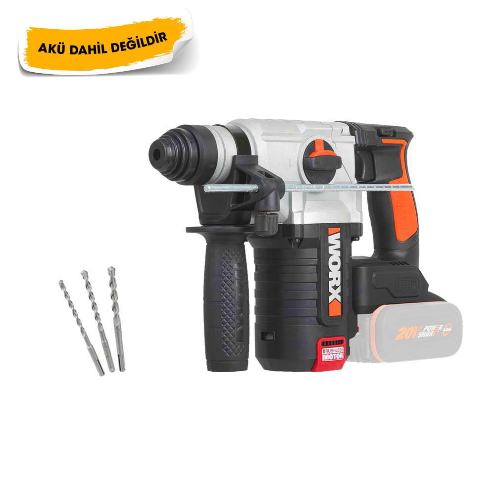 WORX WX380.9 20Volt 2.2J Prof SDS-Plus Pnömatik Kırıcı/Delici (Akü Dahil Değildir)