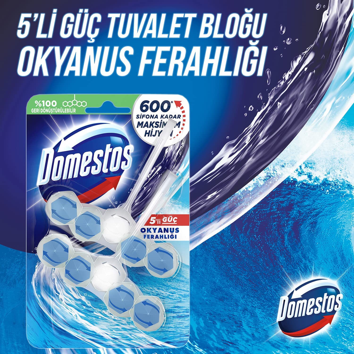 DOMESTOS  TUVALET BLOĞU OKYANUS FERAHLIĞI X 5 ADET