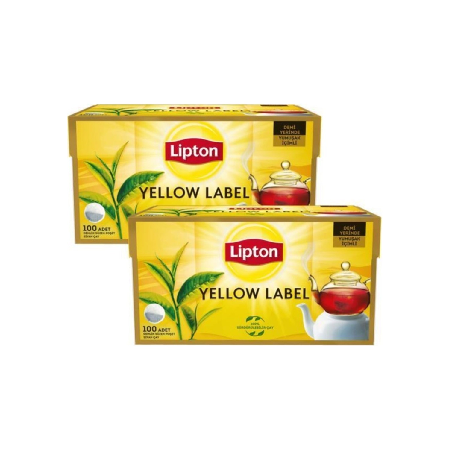 LİPTON YELLOW LABEL DEMLİK POŞET SİYAH ÇAY 100'LÜ x 2 ADET