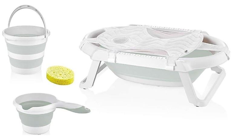 5'li Katlanabilir Bebek Banyo Seti - Gri