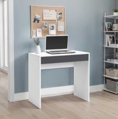 Vera Çekmeceli Çalışma Masası-Beyaz-Antrasit 80x75x45 cm (GxYxD)