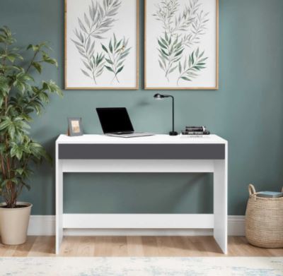 Vera Çekmeceli Çalışma Masası-Beyaz-Antrasit 110x75x45 cm