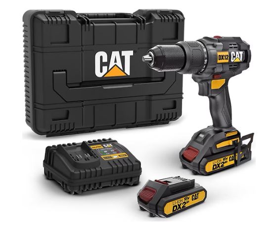 CAT DX12 18Volt/2.0Ah Li-ion Çift Akülü Kömürsüz Şarjlı Darbeli Matkap