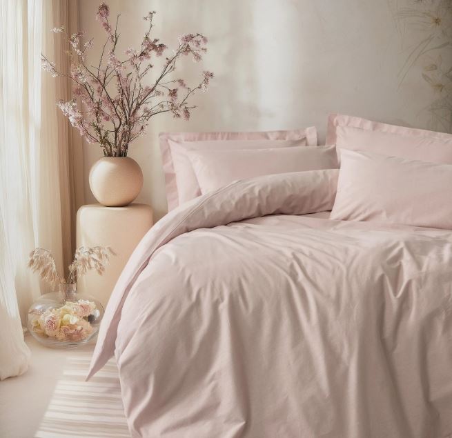 Cottonbox Plain Reaktif Ranforce Çift Kişilik Nevresim Takımı (Pudra)
