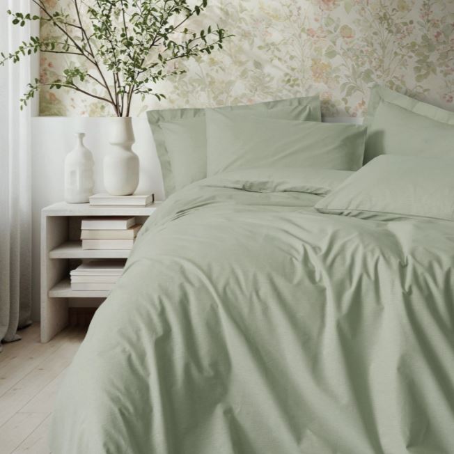 Cottonbox Plain Reaktif Ranforce Çift Kişilik Nevresim Takımı (Adaçayı)