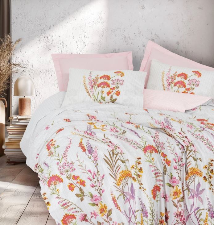 Cottonbox Modeline Lilura Ranforce Tek Kişilik Nevresim Takımı (Pembe)