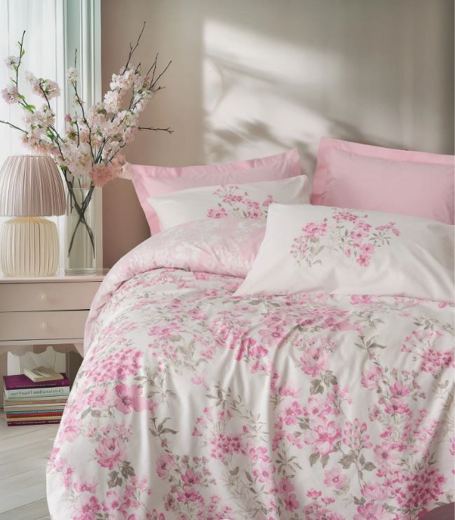 Cottonbox Modeline Floren Ranforce Tek Kişilik Nevresim Takımı (Pembe)