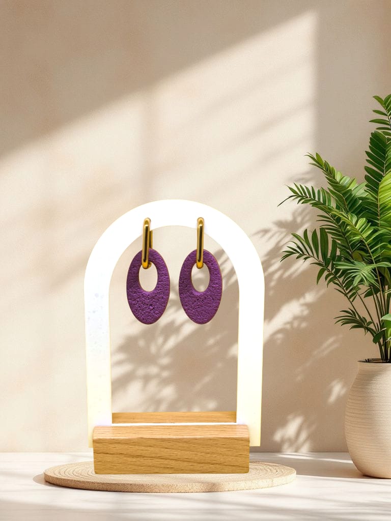 Harmony aura serisi pastel mor oval küpe