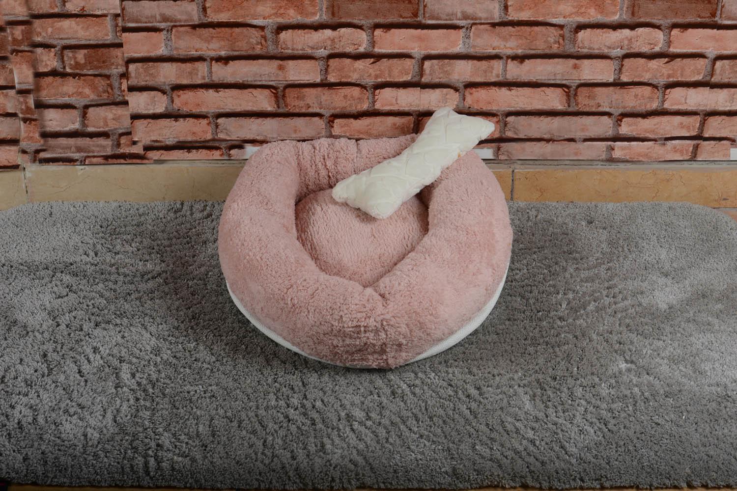 Cookie Pet Sherpa Polar Yıkanabilir Yuvarlak Köpek Kedi Yatağı 50 cm Açık Pudra